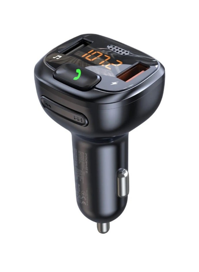 Bluetooth FM Transmitter with QC 3.0, Flash Drive Input, LCD Screen and Microphone, SmarTune-4