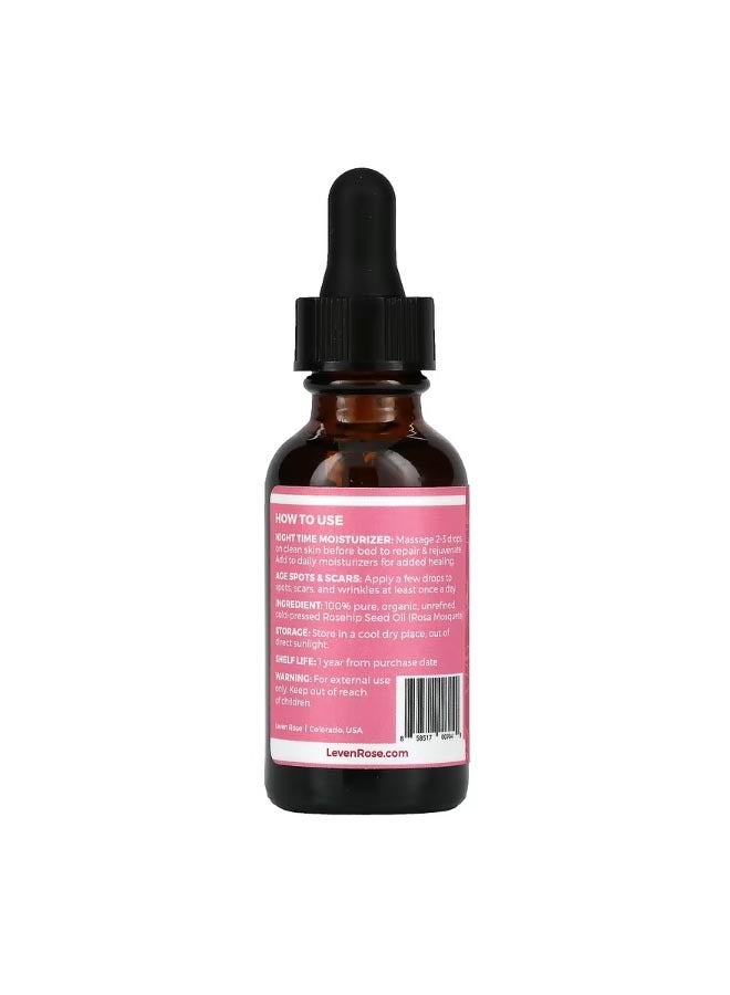 100 Pure and Organic Rosehip Oil 1 fl oz 30 ml