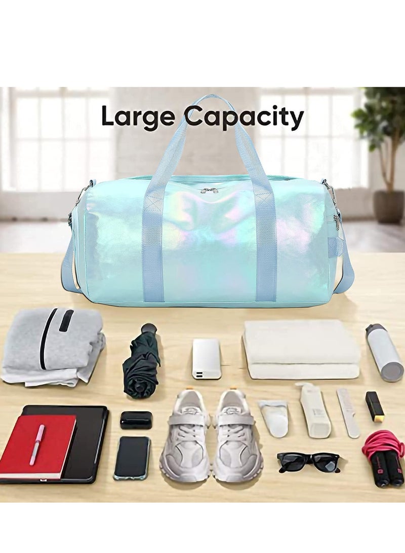 Gym Bag for Women Sports Travel, Duffle Bag with Wet Pocket Weekender, Overnight Bag with Waterproof Shoe Pouch and Air Hole for Girls Kids Women Travel Foldable Bag