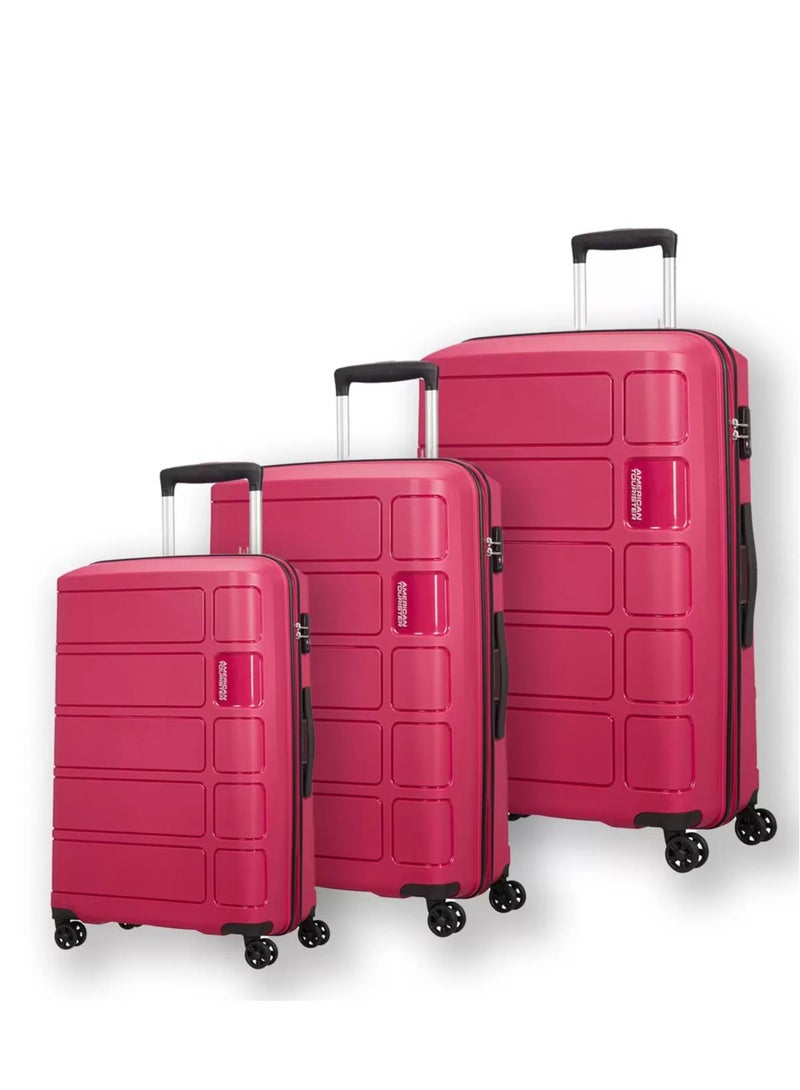 3-Piece Summer Splash Hardside Luggage Set With TSA Lock System in Burgundy