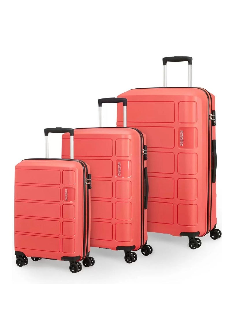 3-Piece Summer Splash Hardside Luggage Set With TSA Lock System in Coral