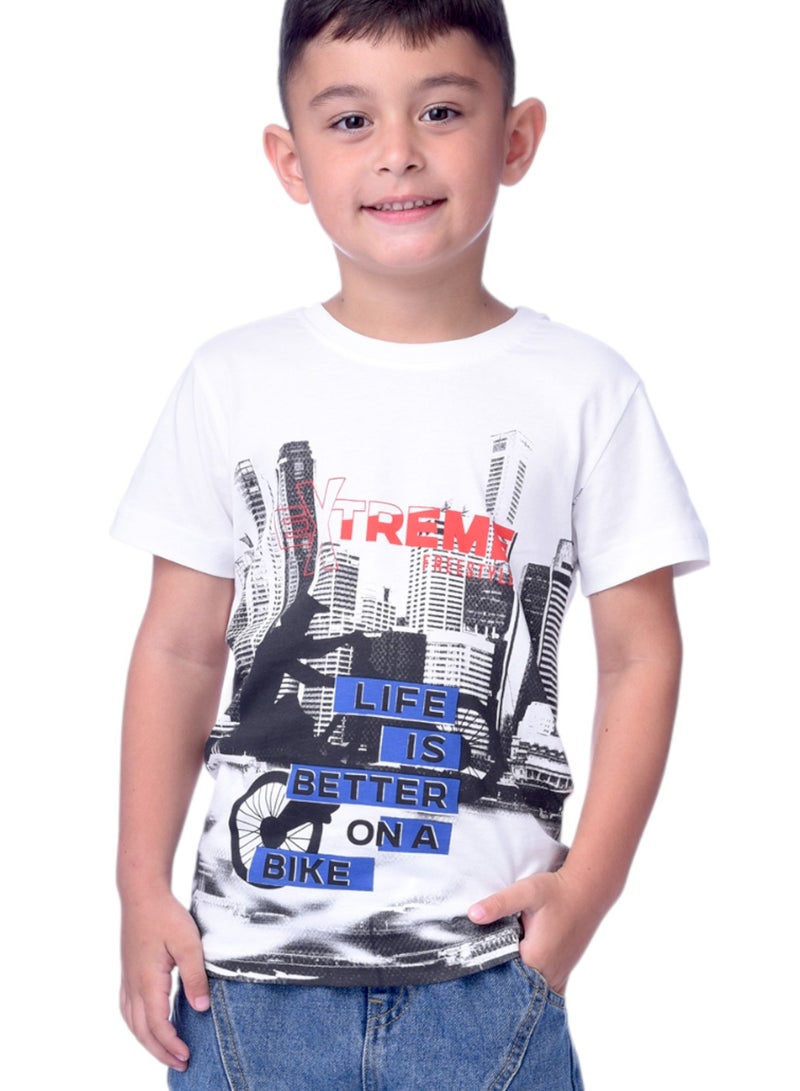 Junior Boys Pack of 3 - T-shirt-White/Navy/Red