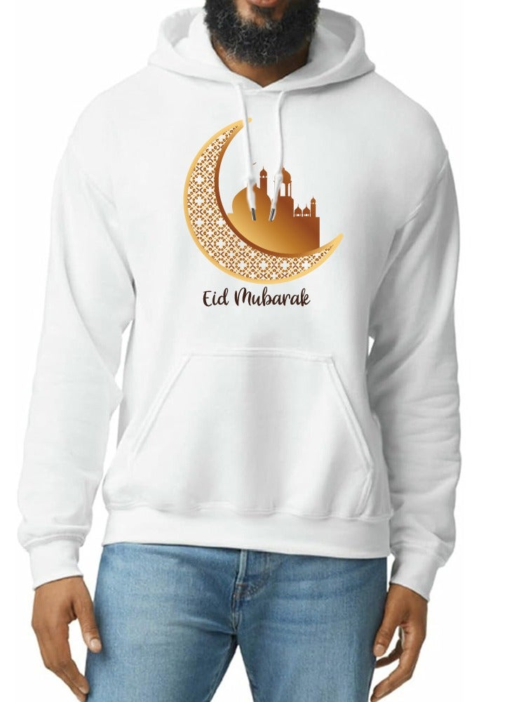 Eid Mubarak Hoodie for Both Men and Women - Soft Cotton Pullover - Long Sleeve with Drawstring and Kangaroo Pockets - Perfect for Travel - Celebrate Eid in Style