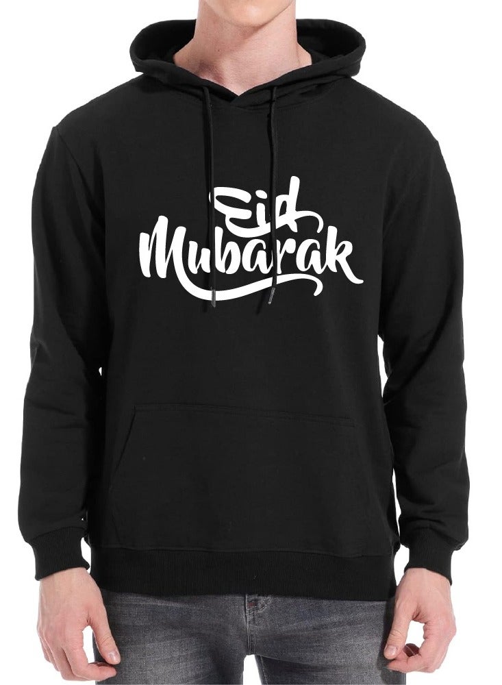 Eid Mubarak Hoodie for Both Men and Women - Soft Cotton Pullover - Long Sleeve with Drawstring and Kangaroo Pockets - Perfect for Travel - Celebrate Eid in Style