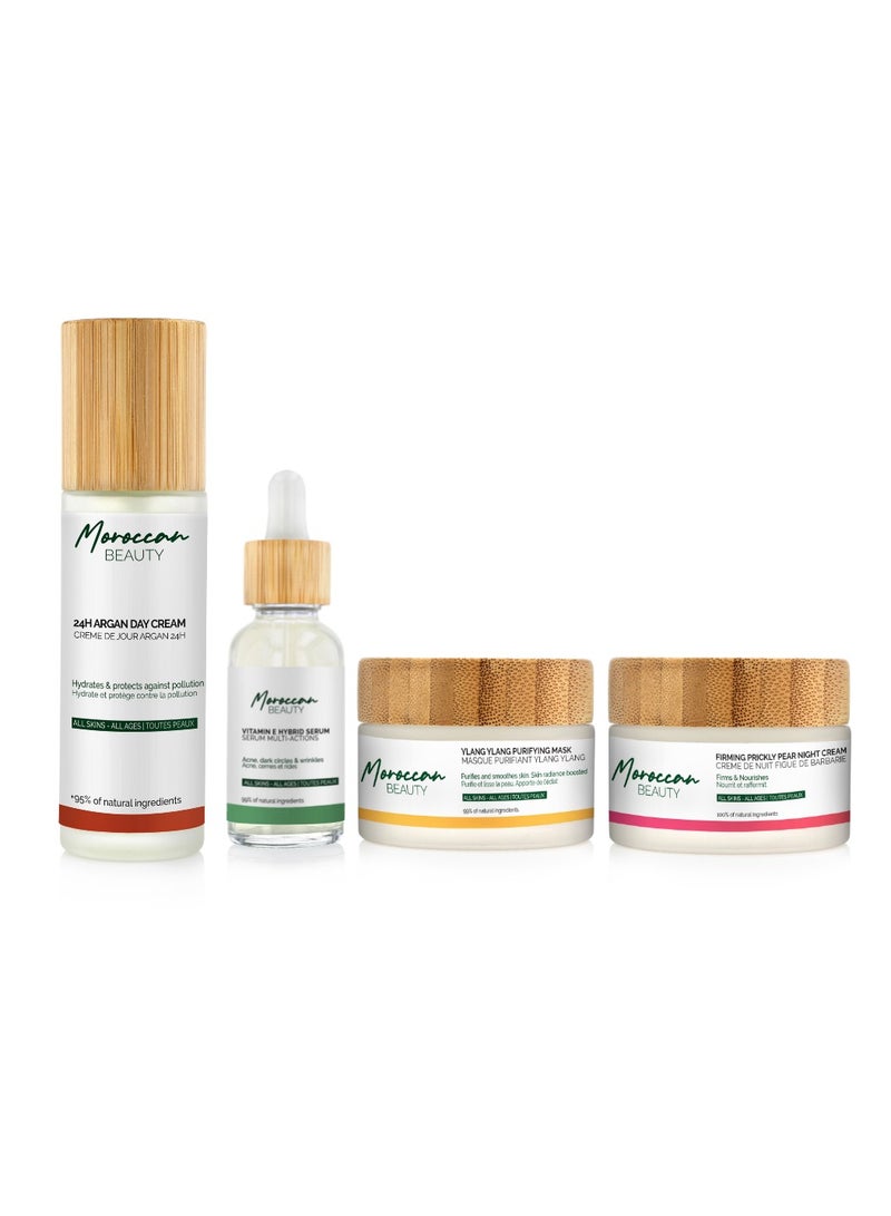 Pack of 4 Organic Moroccan 360 Magic Youth Routine Complete Skincare Set For Healthier, Younger-Looking Skin Perfect For All Skin Types