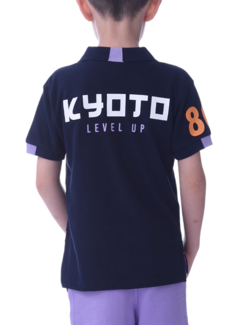 Boys 2pc-Set - T-shirt & Shorts-Lilac/Navy
