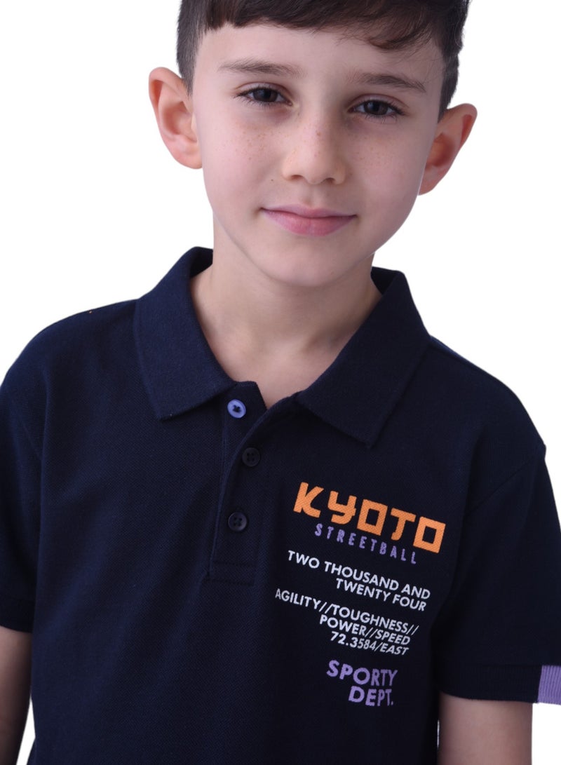 Boys 2pc-Set - T-shirt & Shorts-Lilac/Navy