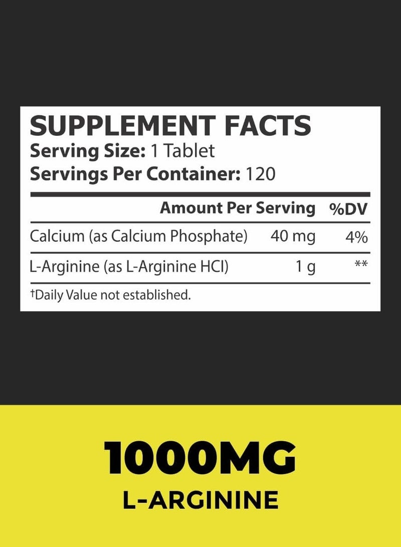 L-Arginine 1000 mg free form Amino Acid 120 Tablets