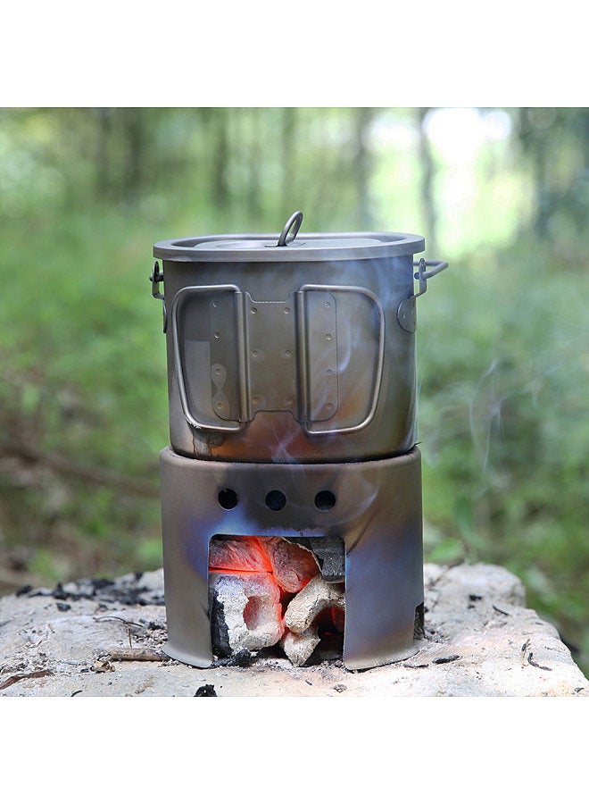 Titanium Pot and Stove Portable Cookware Set  Outdoor Camping Cooking Equipment  Lightweight Camping Stove