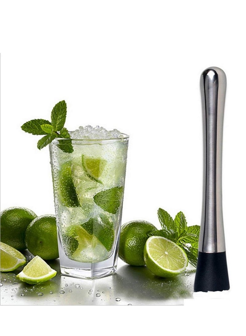 Stainless Steel Muddler for Cocktails with Mixing Spoon Jigger, Professional Bar Tools for Cocktails Milk Tea Shop Coffee Shop and Home