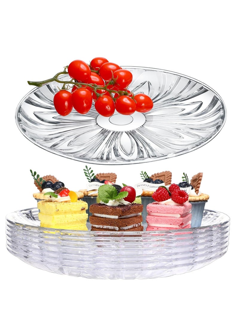 5 Pcs Plastic Serving Trays - 12 Inch Round Clear Trays, Crystal Food Platters for Valentine's Day Birthday Parties Weddings - Ideal for Cake Cookies Fruits
