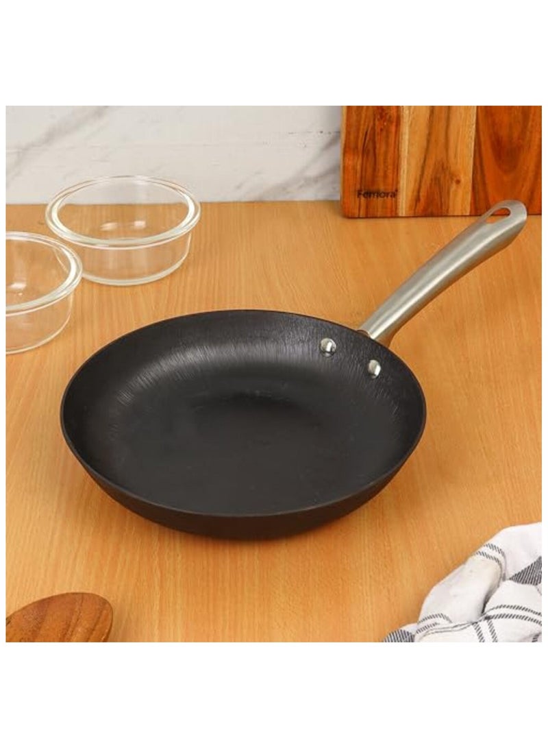 Preseasoned Cast Iron 24 cm Fry Pan, Non Toxic and Coating (Pack of 1 Pcs)