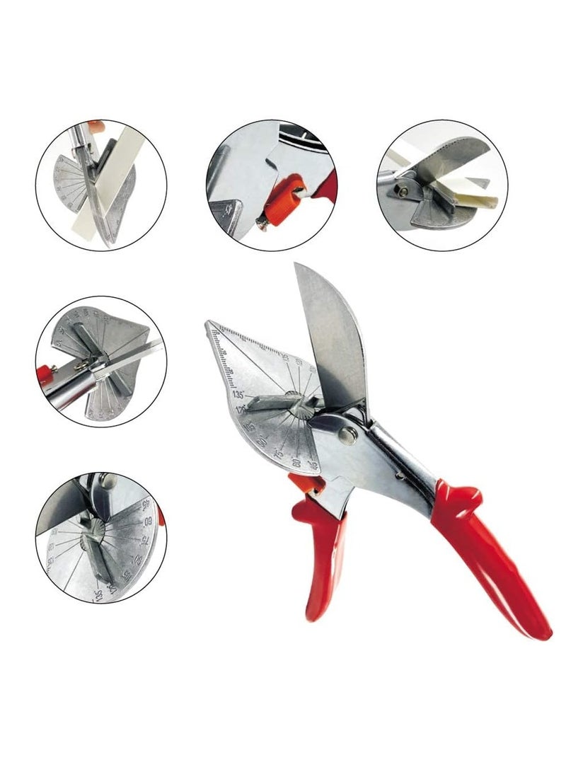 Sharp Multi Angle Miter Shear Cutter, Adjustable at 45 to 135 Degree, Safety Lock Hand Tools for Accurate Angle Cutting of Plastic, Rubber, Wood, Decorative Moldings, PVC, Tile Edges, Trim