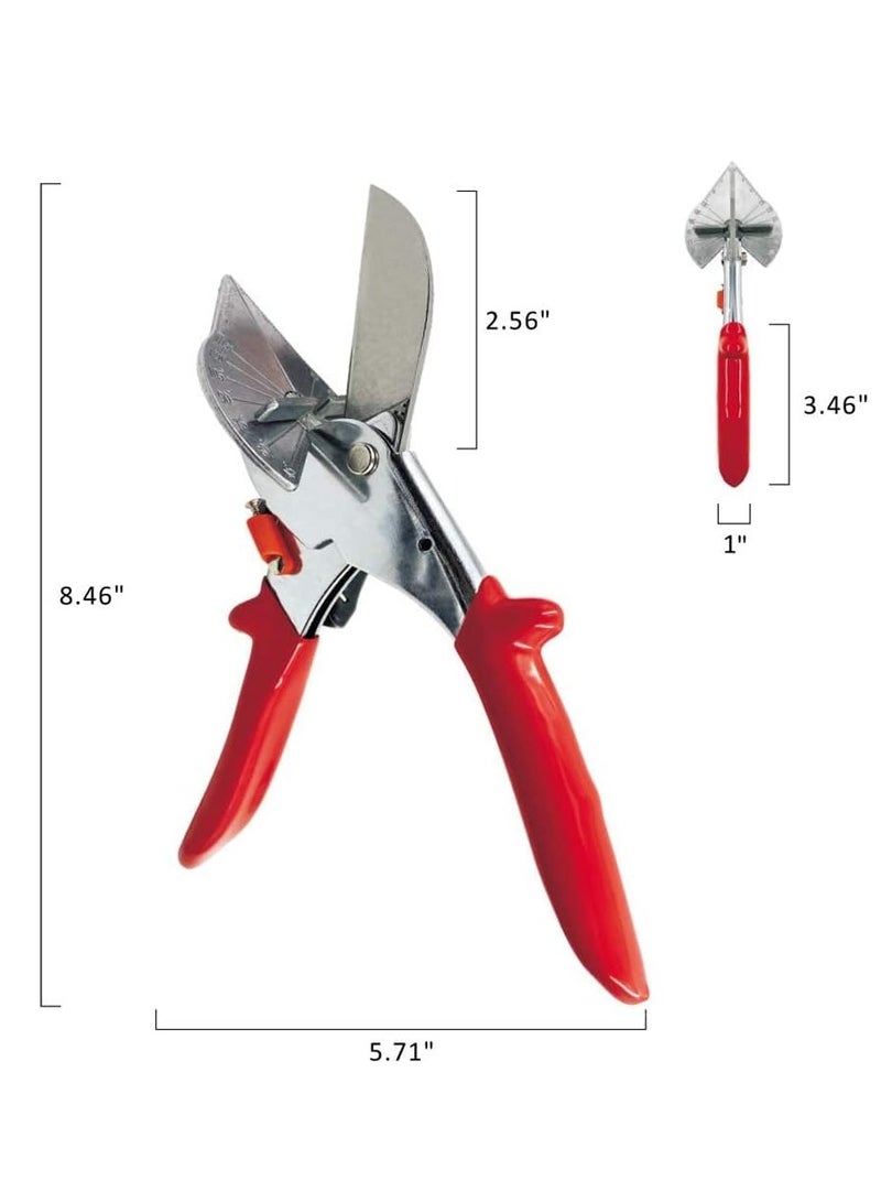 Sharp Multi Angle Miter Shear Cutter, Adjustable at 45 to 135 Degree, Safety Lock Hand Tools for Accurate Angle Cutting of Plastic, Rubber, Wood, Decorative Moldings, PVC, Tile Edges, Trim