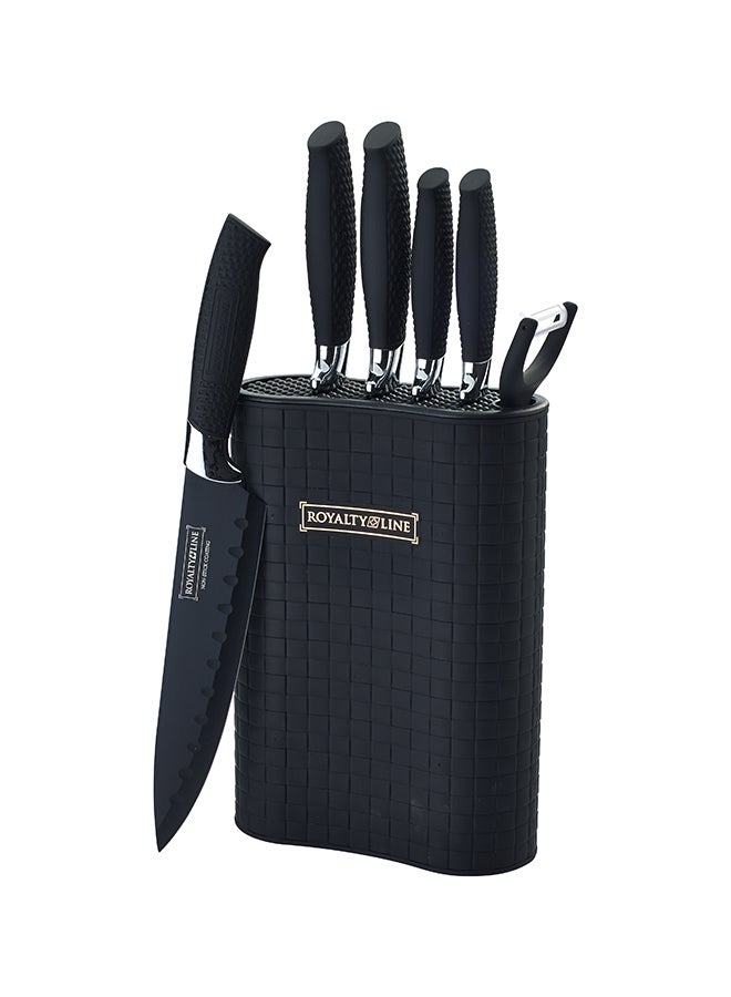 6-Piece  Knife Set With Stand Black