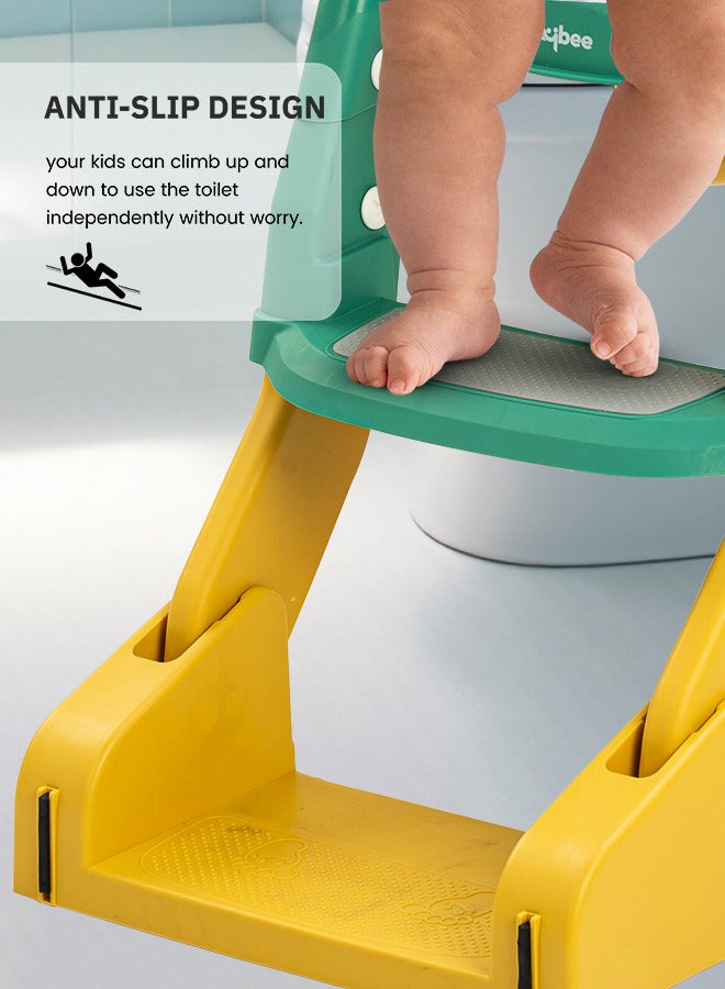 3 In 1 Vega Western Toilet Training Potty Seat With Splash Guard, Handle, Ladder And Cushion, Green