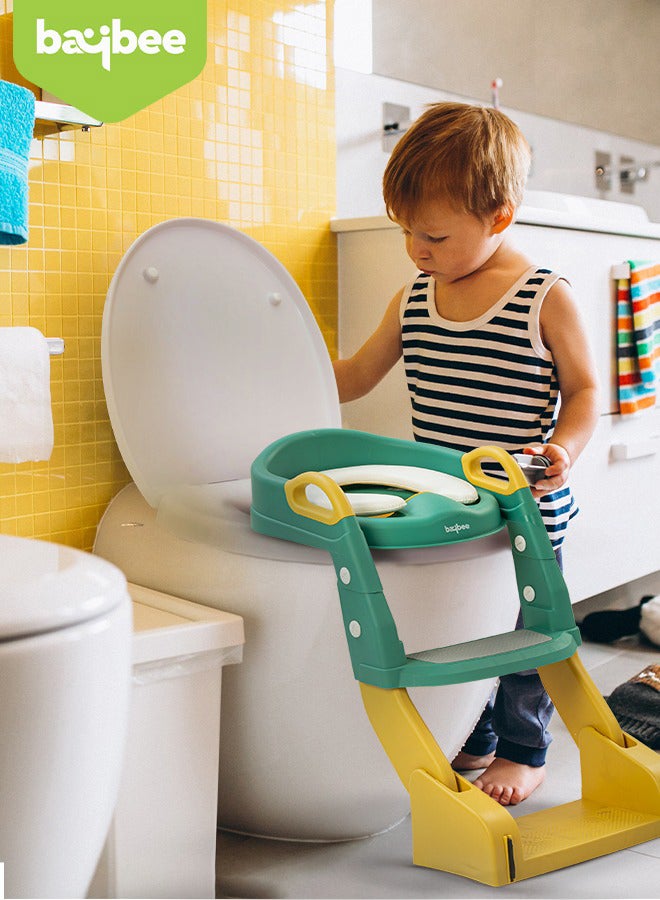 3 In 1 Vega Western Toilet Training Potty Seat With Splash Guard, Handle, Ladder And Cushion, Green