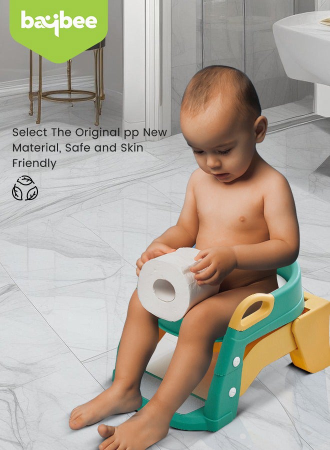 3 In 1 Vega Western Toilet Training Potty Seat With Splash Guard, Handle, Ladder And Cushion, Green