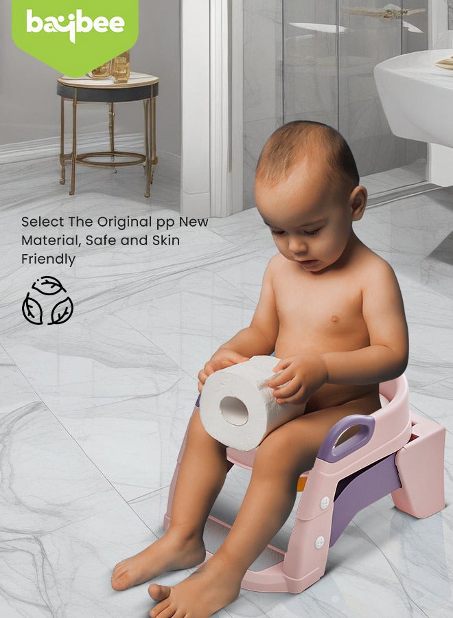 3 In 1 Vega Western Toilet Training Potty Seat With Splash Guard, Handle, Ladder And Cushion, Pink