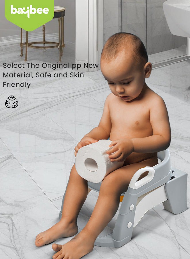 3 In 1 Vega Western Toilet Training Potty Seat With Splash Guard, Handle, Ladder And Cushion, Grey