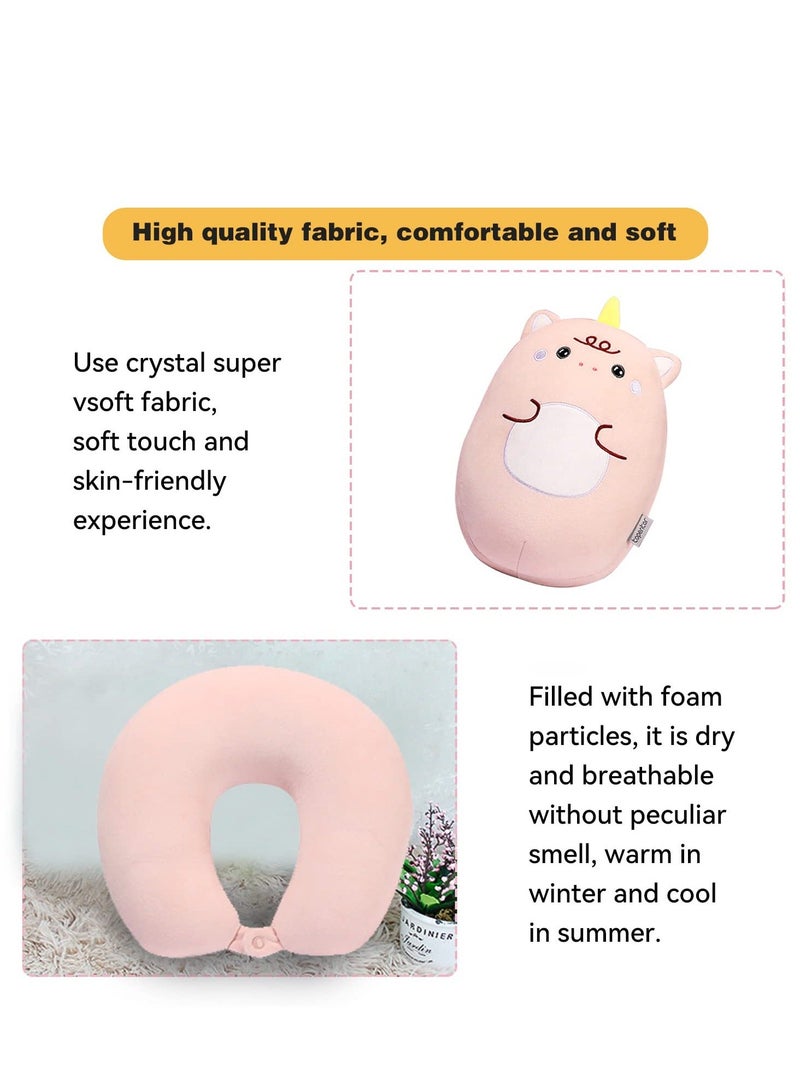 2-in-1 Travel Pillow for Kids Kids Unicorn Toddler Neck That Converts into a U-Shaped Pillow Soft and Adorable Animals Plush Airplane Car Train or Bus Trip