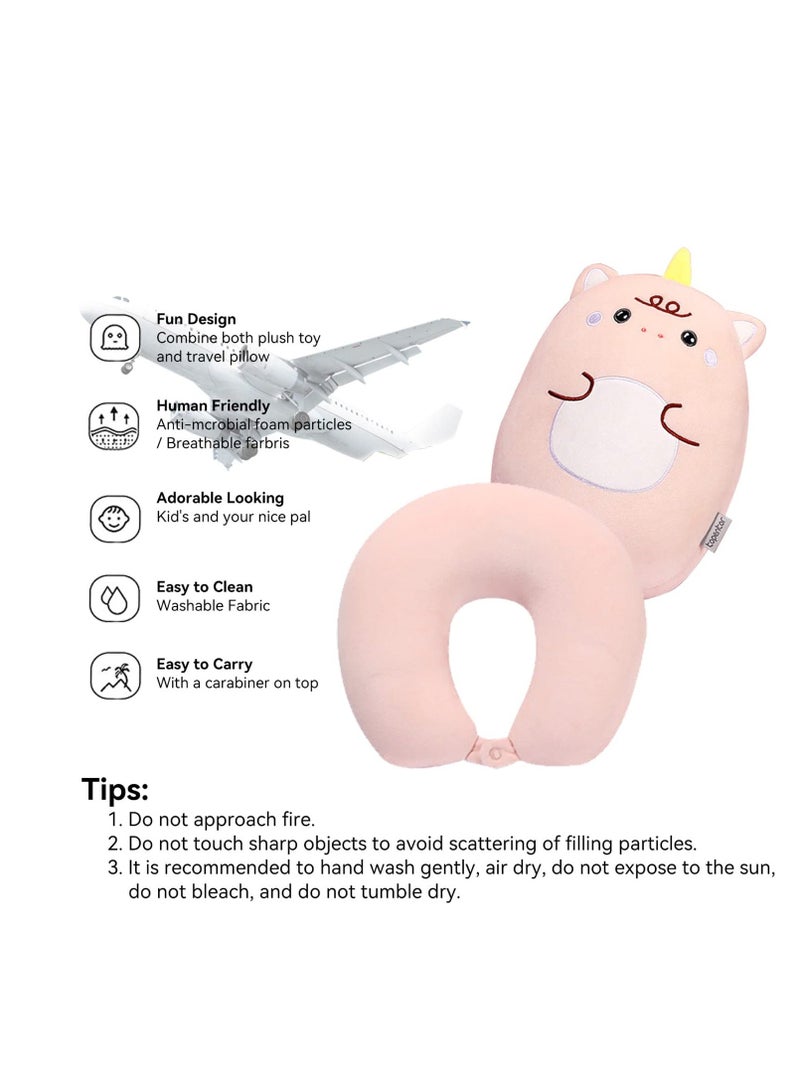 2-in-1 Travel Pillow for Kids Kids Unicorn Toddler Neck That Converts into a U-Shaped Pillow Soft and Adorable Animals Plush Airplane Car Train or Bus Trip