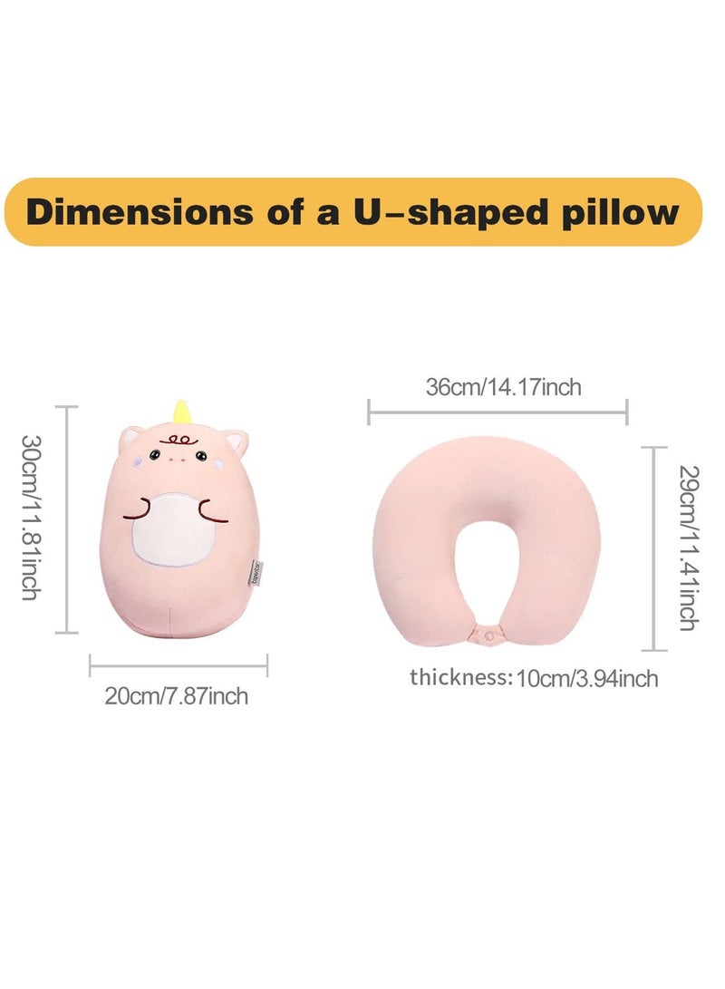 2-in-1 Travel Pillow for Kids Kids Unicorn Toddler Neck That Converts into a U-Shaped Pillow Soft and Adorable Animals Plush Airplane Car Train or Bus Trip