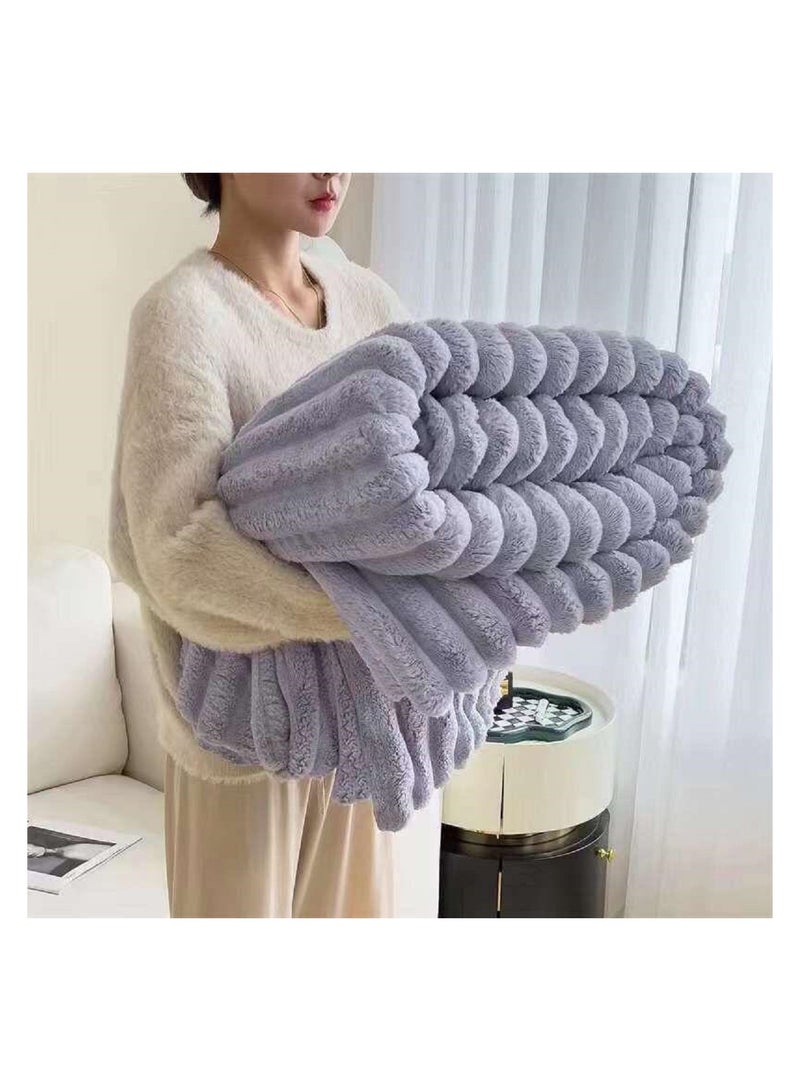 COMFY SOFT LUXURY COLLECTION SILVER EMBOSSED FLANNEL FLEECE BLANKET