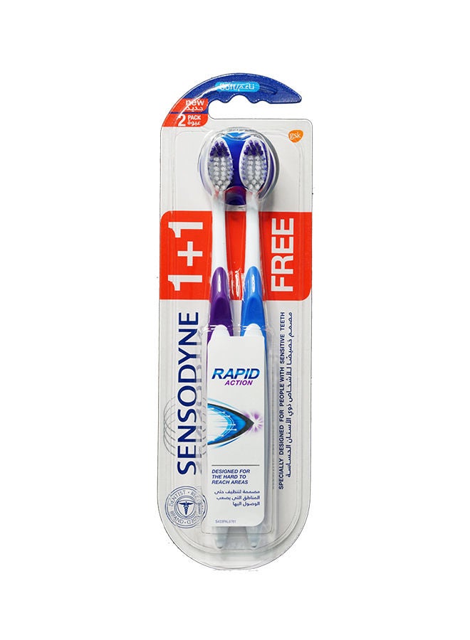 Assorted 2-Piece Rapid Action Toothbrush White 75cm