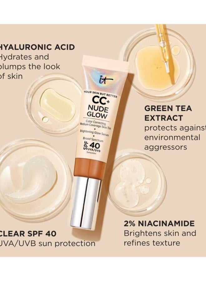 Cc+ Nude Glow Lightweight Foundation + Glow Serum With Spf 40 Tan Rich