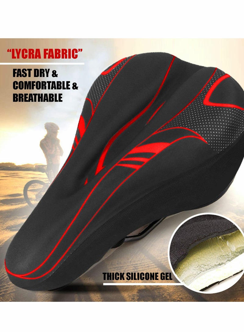 Sports Bike Seat Cover, Gel Bicycle Saddle Pad, Bike Seat Cushion with Water & Dust Resistant Cover for Mountain Bike