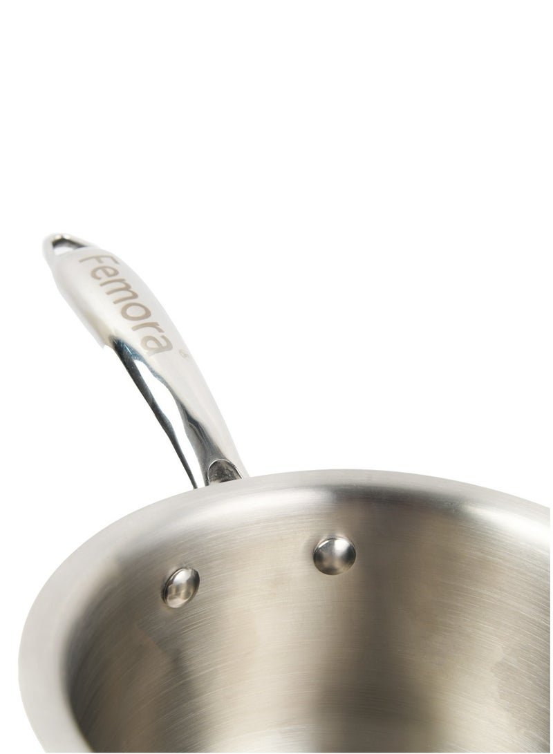 Tri-Ply Stainless Steel 18cm Sauce Pan, Induction & Gas Friendly Long Lasting, Naturally Non-Stick