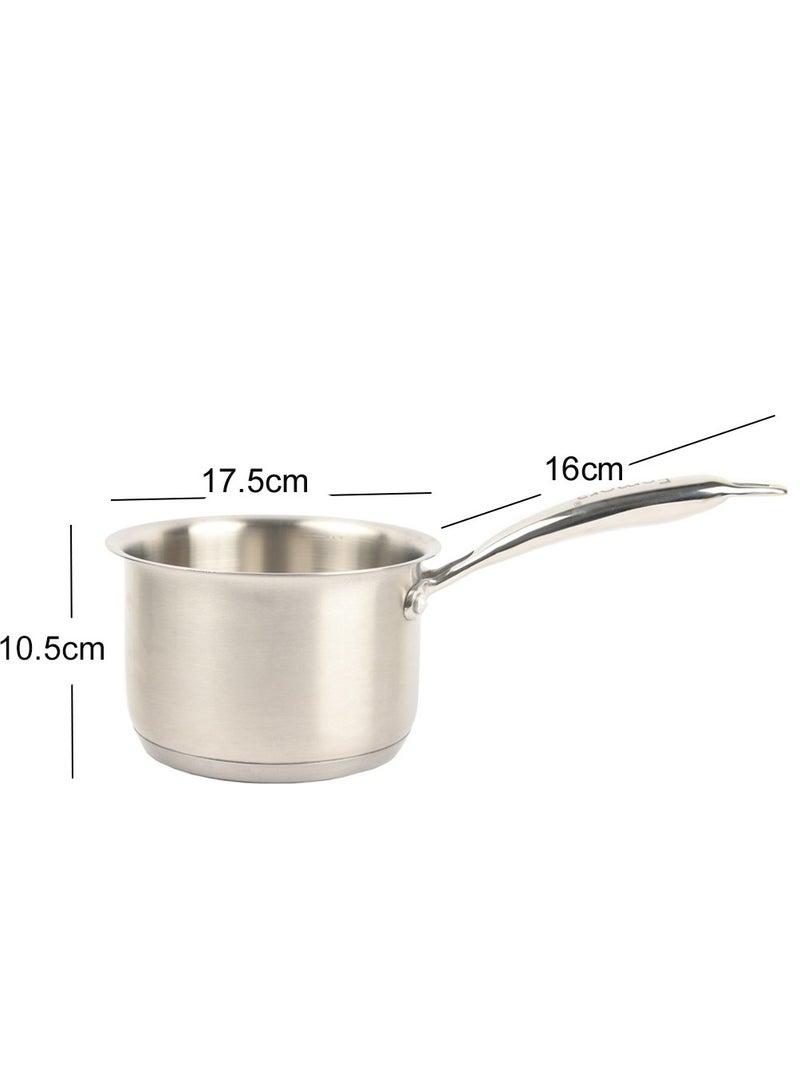 Tri-Ply Stainless Steel 18cm Sauce Pan, Induction & Gas Friendly Long Lasting, Naturally Non-Stick