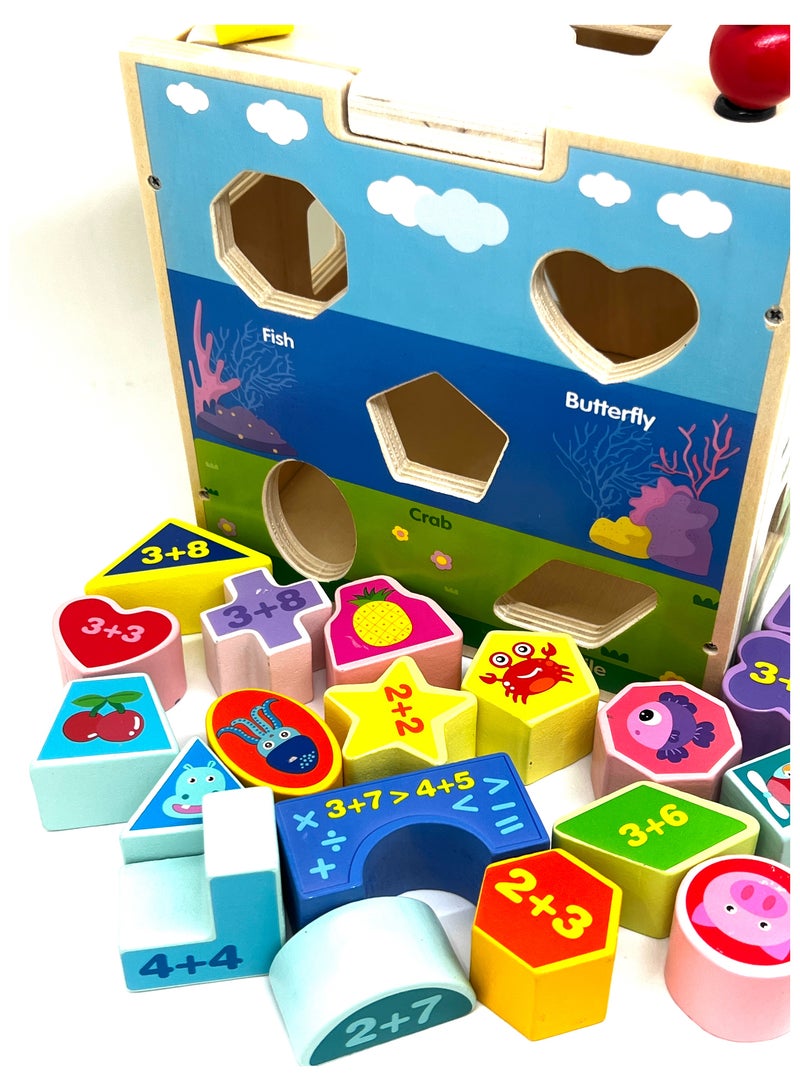 MZtoyz wooden baby activity cube multipurpose, multifunctional animal and maze shape for kids Montessori