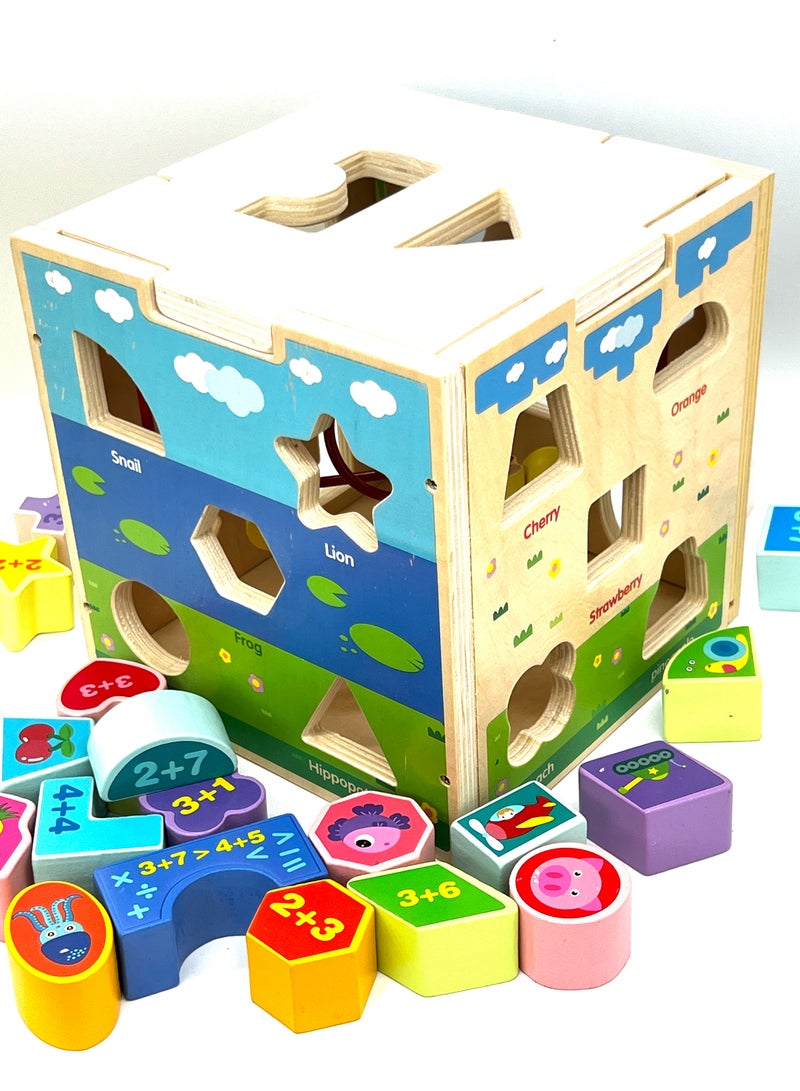 MZtoyz wooden baby activity cube multipurpose, multifunctional animal and maze shape for kids Montessori