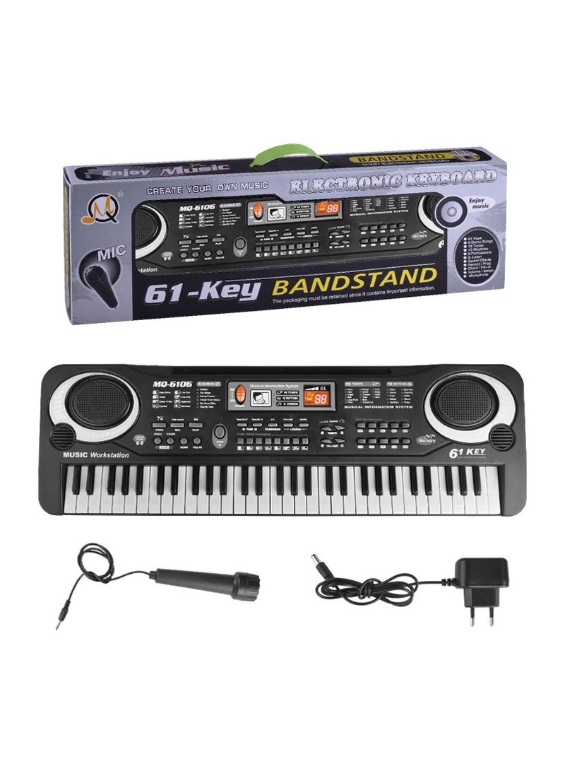Electronic Portable Keyboard Piano 61 Keyboard with Microphone And Power Supply Digital Musicfor Kids