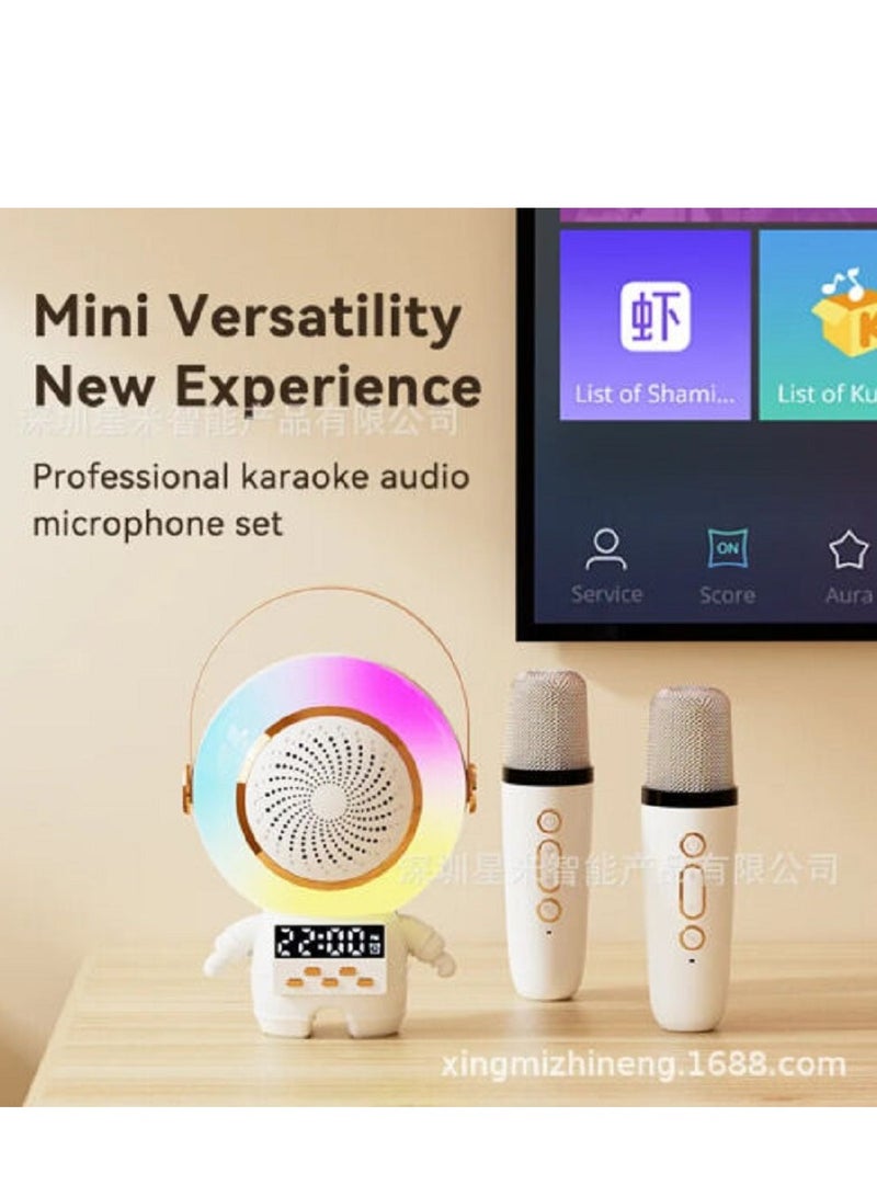 Unleash Your Inner Superstar: Portable Karaoke Party Machine Featuring 2 Wireless Microphones and Mini Bluetooth Astro Speaker for Endless Musical Fun