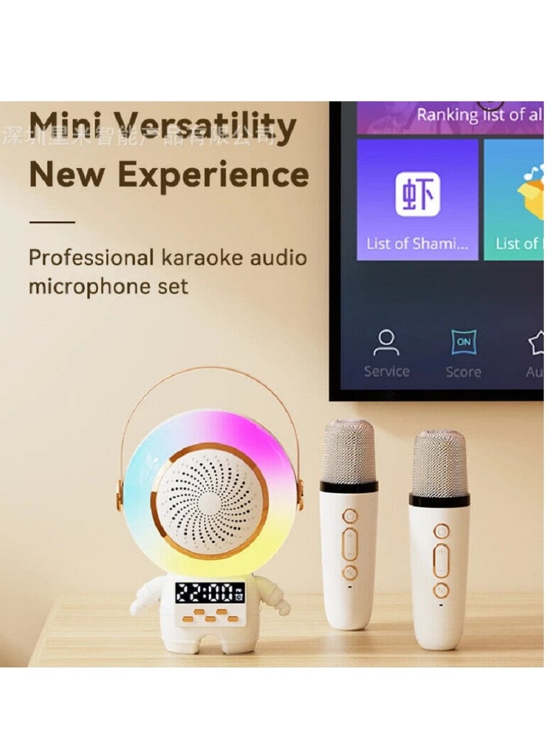 Unleash Your Inner Superstar: Portable Karaoke Party Machine Featuring 2 Wireless Microphones and Mini Bluetooth Astro Speaker for Endless Musical Fun