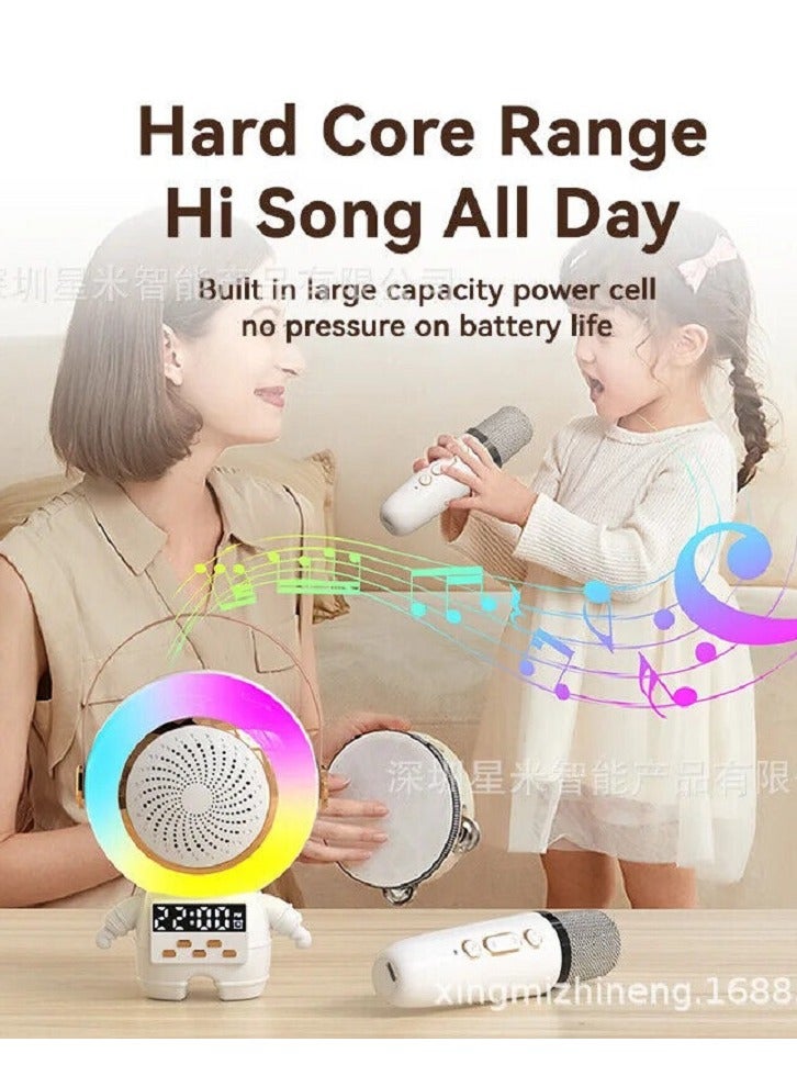 Unleash Your Inner Superstar: Portable Karaoke Party Machine Featuring 2 Wireless Microphones and Mini Bluetooth Astro Speaker for Endless Musical Fun