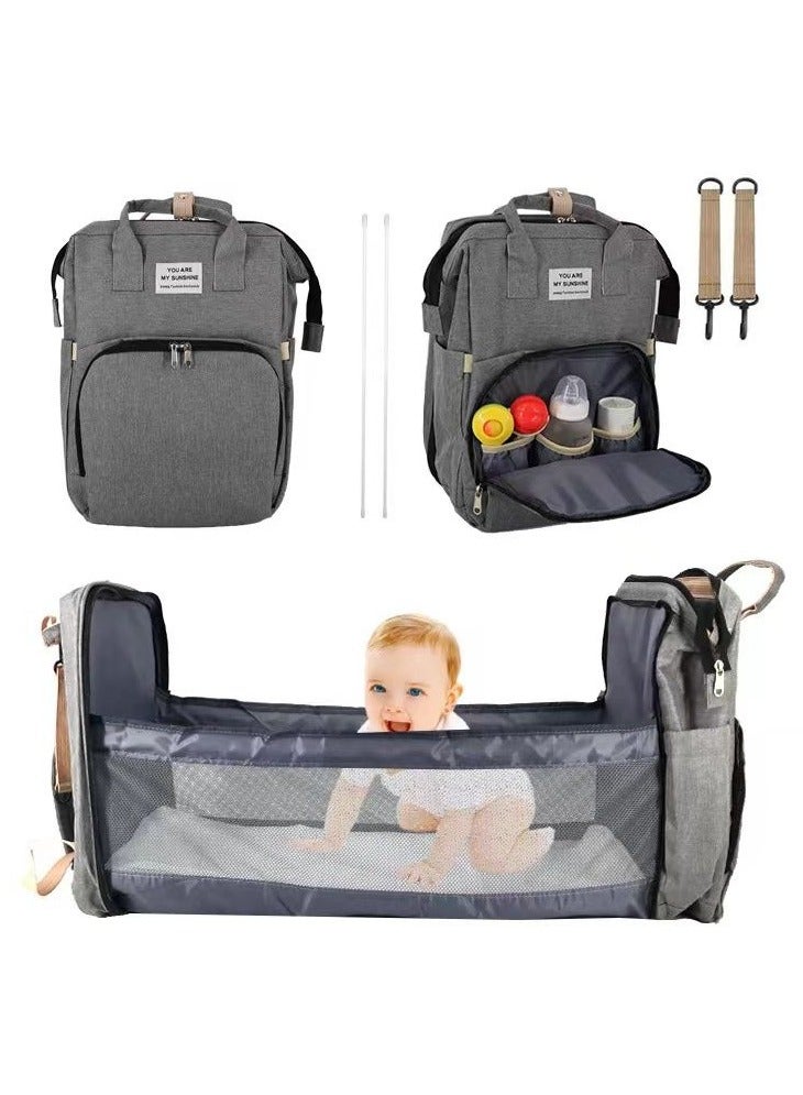 Diaper Bag Portable Baby Backpack Bed Stylish Diaper Bag for Mothers for Travel, Mom Nappy Maternity Bag with Stroller Straps, Large Capacity for Dad Mom Girls Bed Stylish Diaper Bag