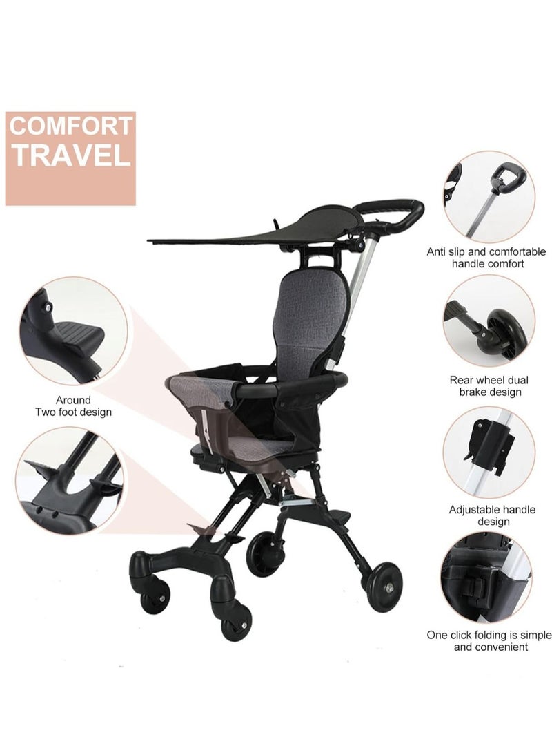 Lightweight Easy Fold Compact Toddler Stroller and Baby Stroller for Travel, Large Storage Basket, Multi-Position Recline, Convenient One-Hand Fold