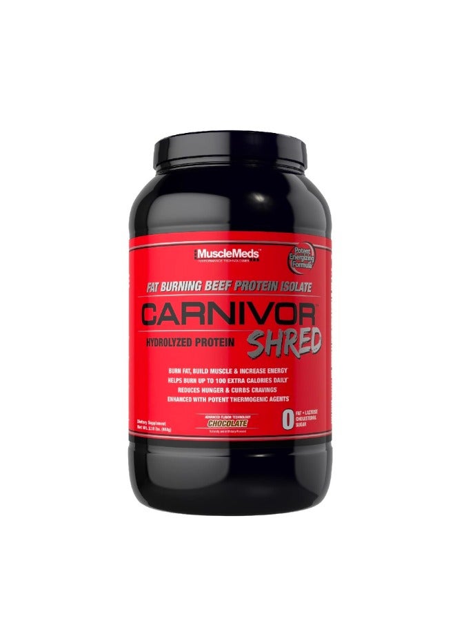 Carnivore Shred Fat Burning Beef Protein Isolate Chocolate Flavor 28 Servings