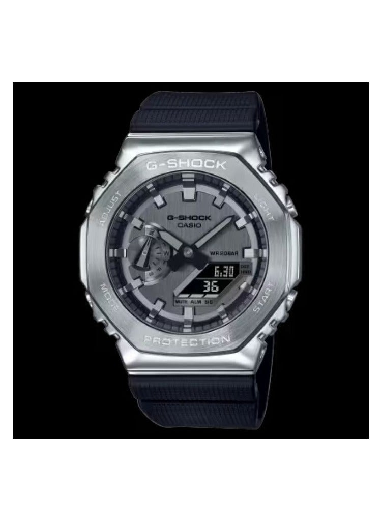 Casio G-Shock GM-2100-1ADR Silver Steel Bezel & Black Strap: Rugged Elegance for Every Adventure