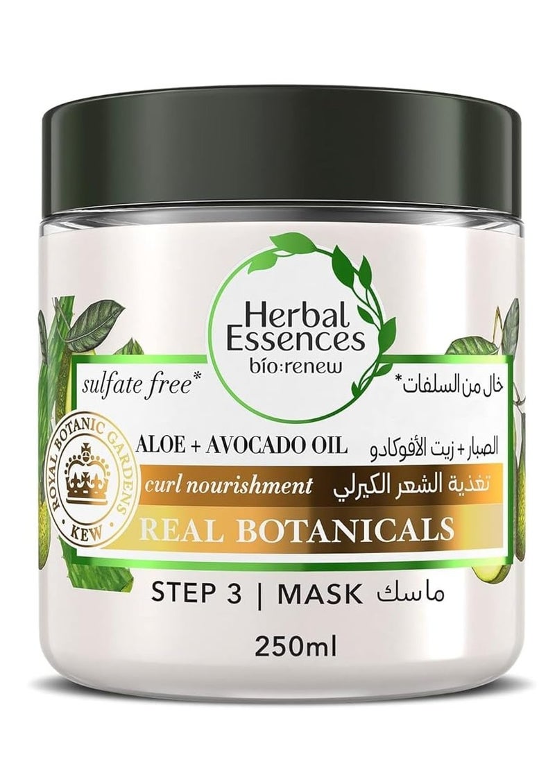 Herbal Essences Sulfate-Free Aloe + Avocado Oil Hair Mask for Curl Moisturizing and Nourishment, 250 ml