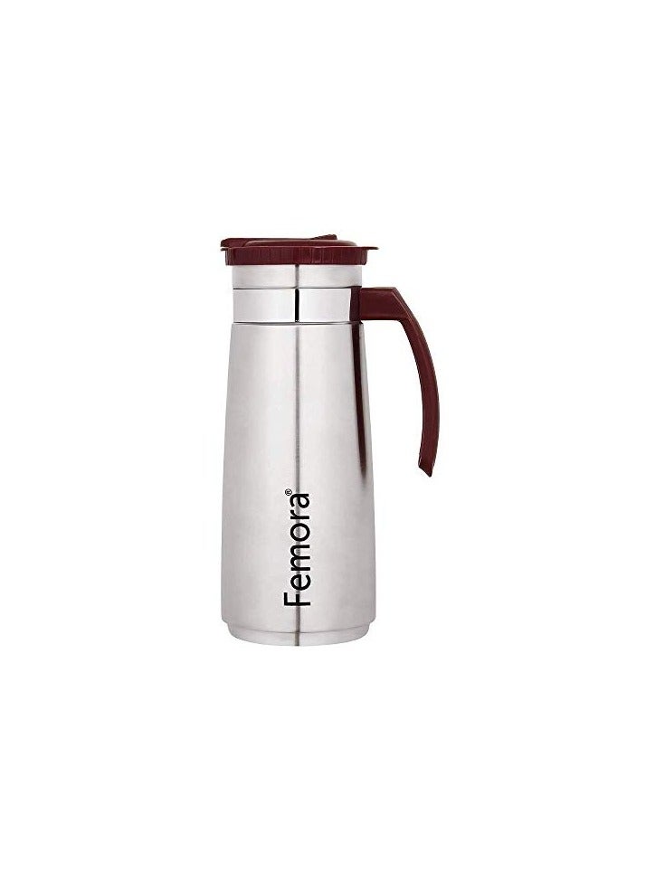 Femora Stainless Steel Stylo Jug with Handle, Maroon - 1.2 L