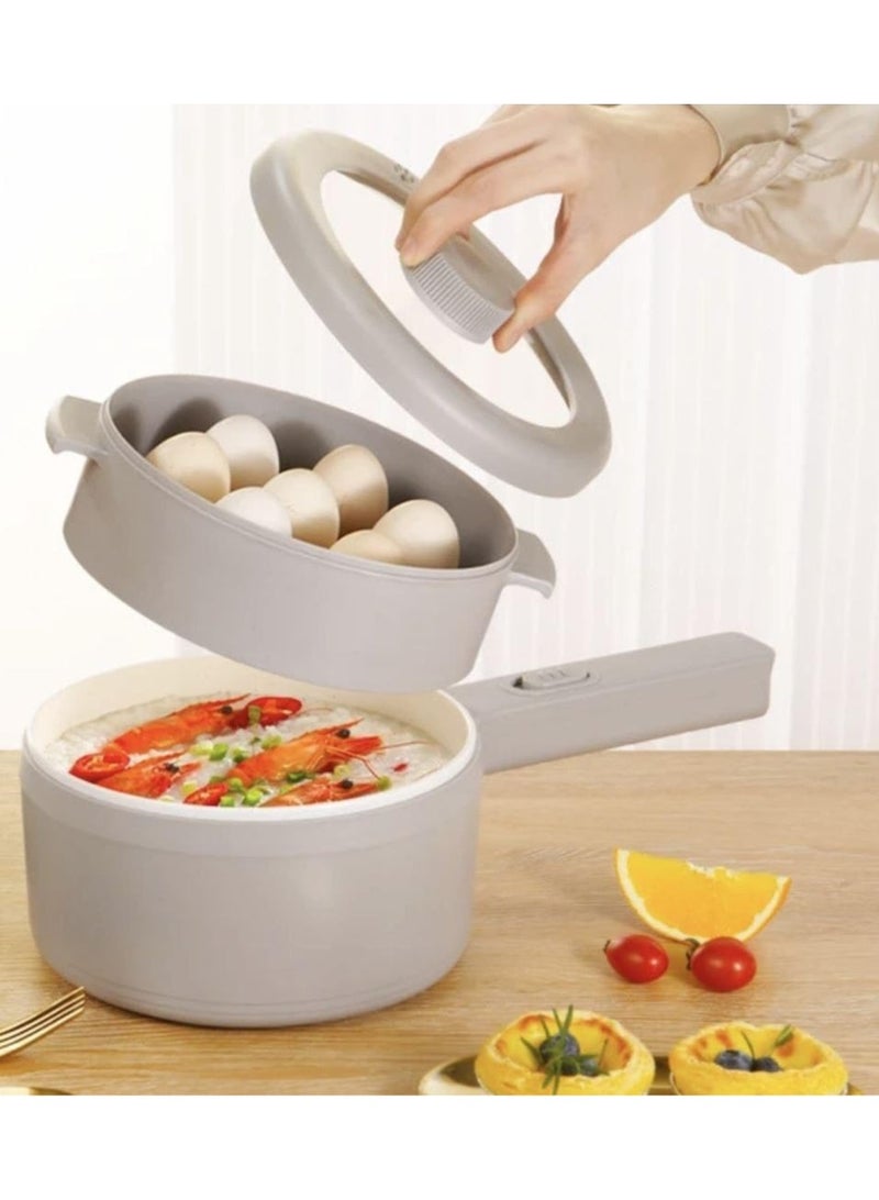 Electric Hot Pot with Steamer and Temperature Control NonStick Electric Cooker Electric Skillet Frying Pan Electric Saucepan for Noodles Egg Steak Oatmeal and Soup