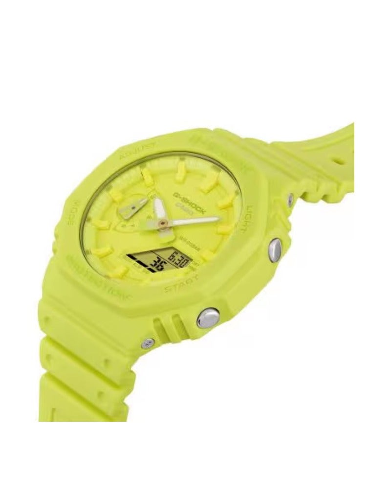 Casio G-shock GA-2100-9A9 Carbon Core Guard Analog-Digital Watch - Stylish Design with Resin Band, Ideal for Daily Wear and Sports Activities - Yellow watch