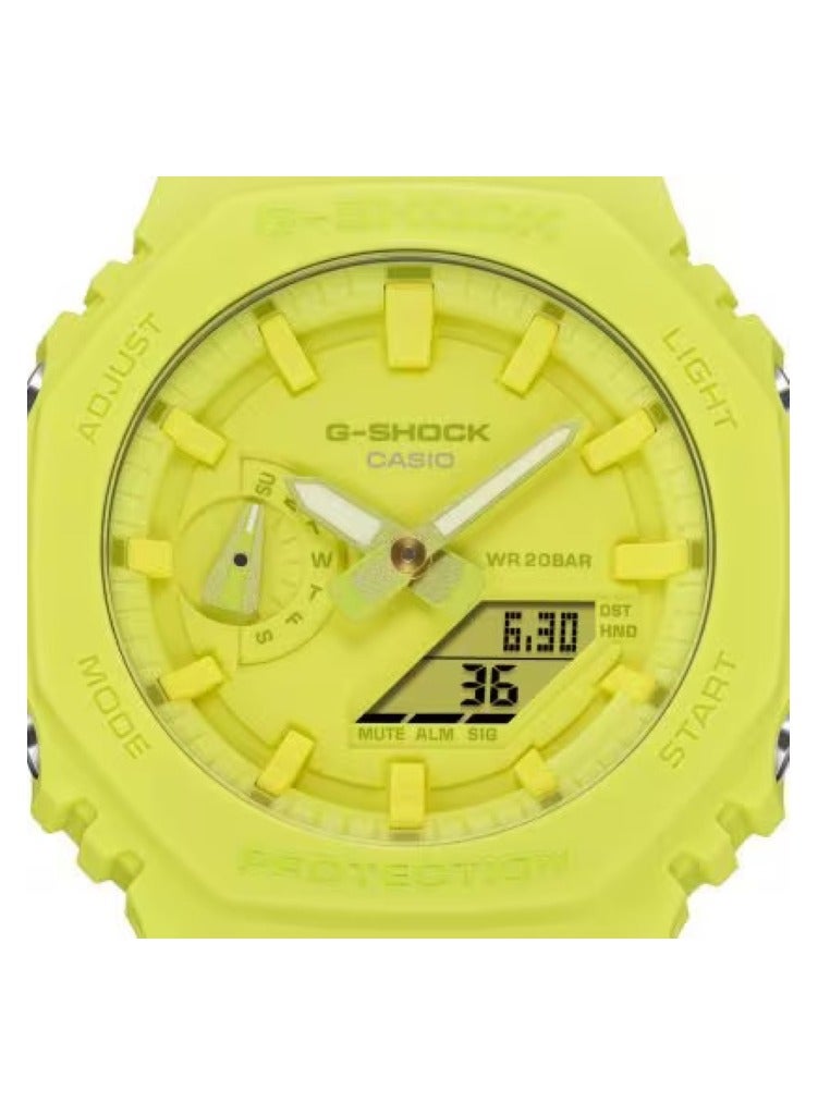 Casio G-shock GA-2100-9A9 Carbon Core Guard Analog-Digital Watch - Stylish Design with Resin Band, Ideal for Daily Wear and Sports Activities - Yellow watch