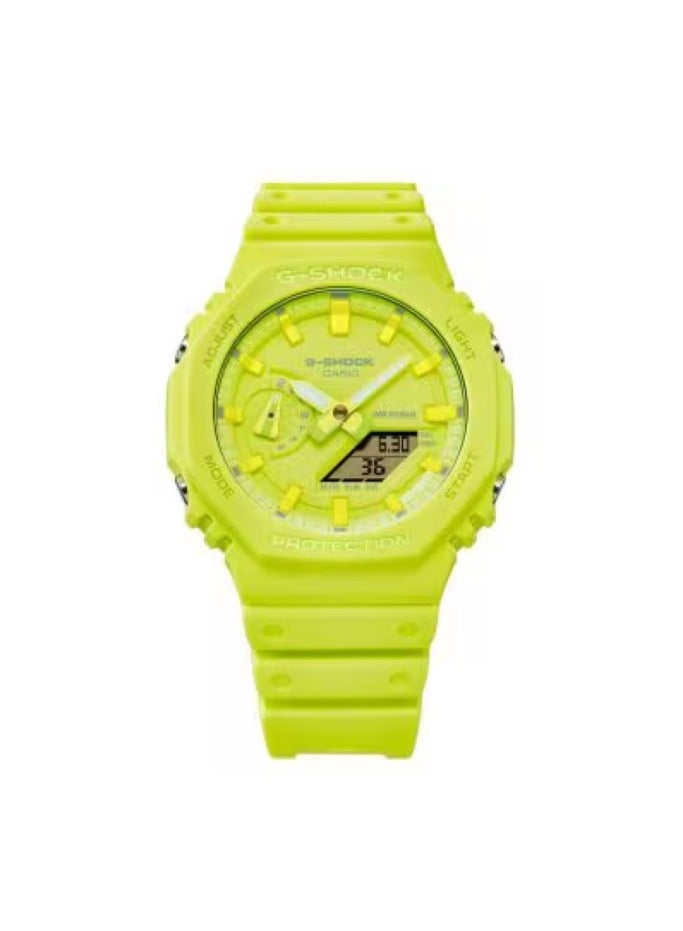 Casio G-shock GA-2100-9A9 Carbon Core Guard Analog-Digital Watch - Stylish Design with Resin Band, Ideal for Daily Wear and Sports Activities - Yellow watch