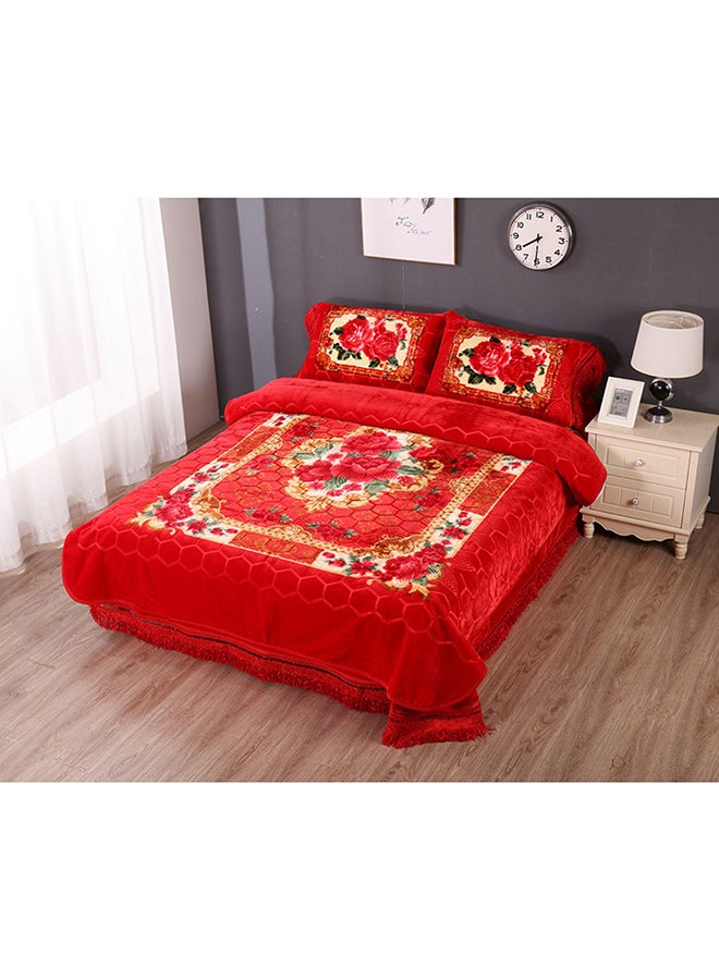 Blanket Set of 4 Pieces 160 x 220CM Double Ply Premium Blanket With Bedcover Pillowcase